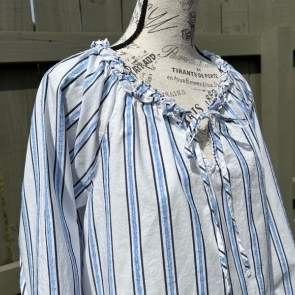 J. Crew Tie Front Vertical Stripes Cotton Blouse - Picture 5 of 15